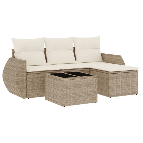 vidaXL sofasæt til haven 5 dele med hynder polyrattan beige