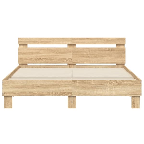 vidaXL Sengeramme med hodegavl sonoma eik 140x200 cm konstruert tre