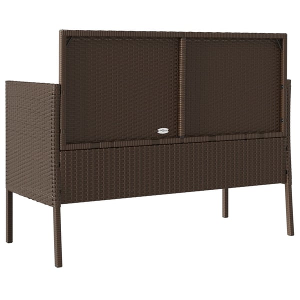 vidaXL havebænk med hynder polyrattan brun