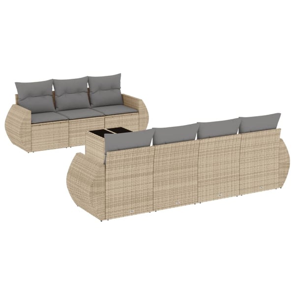 vidaXL sofasæt til haven 8 dele med hynder polyrattan beige