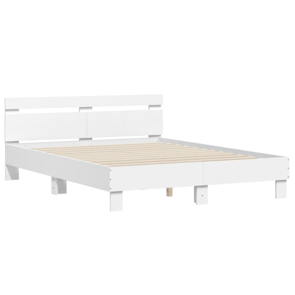 vidaXL Sengeramme med hodegavl hvit 150x200 cm konstruert tre