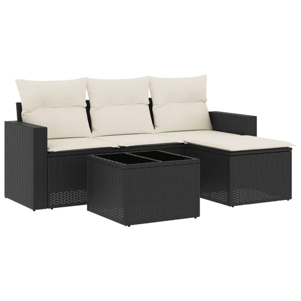 vidaXL sofasæt til haven 5 dele med hynder polyrattan sort