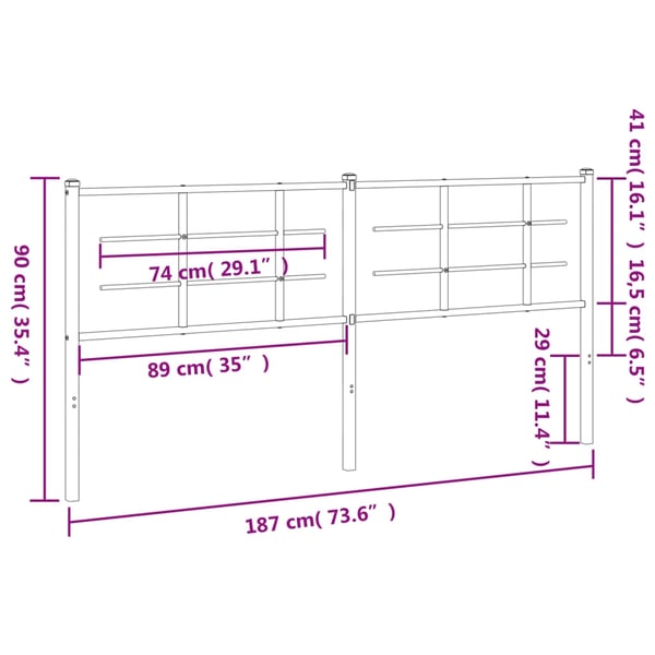 vidaXL Utskiftbar sengegavl i metall hvit 180 cm