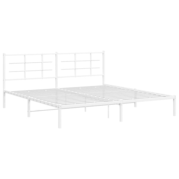 vidaXL Sengeramme i metall med sengegavl hvit 200x200 cm