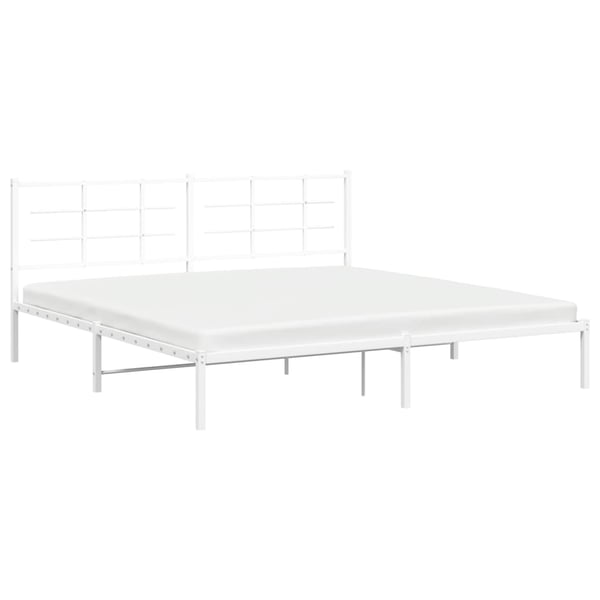 vidaXL Sengeramme i metall med sengegavl hvit 200x200 cm