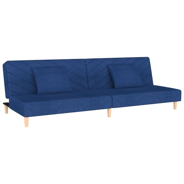 vidaXL Bäddsoffa 2-sits med två kuddar blå tyg
