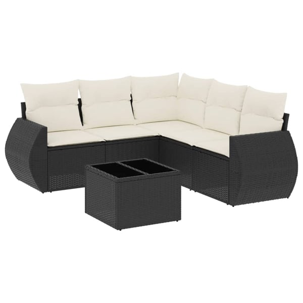 vidaXL Loungegrupp med dynor 6 delar svart konstrotting