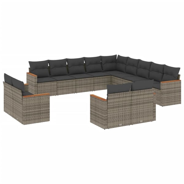 vidaXL sofasæt til haven 13 dele med hynder polyrattan grå