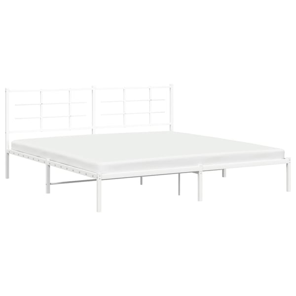 vidaXL Sengeramme i metall med hodegavl hvit 193x203 cm