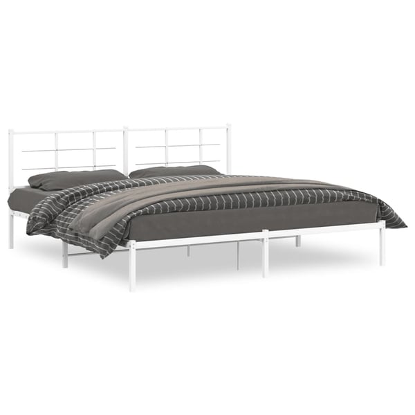 vidaXL Sengeramme i metall med hodegavl hvit 193x203 cm