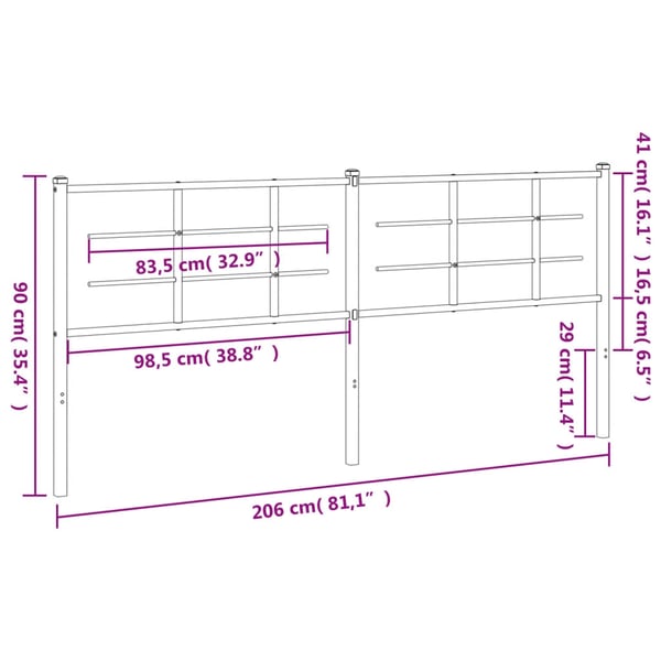 vidaXL Utskiftbar sengegavl i metall hvit 200 cm