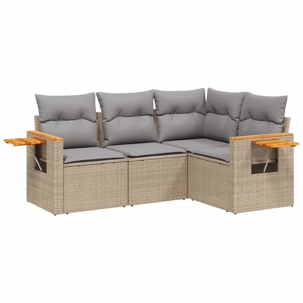 vidaXL sofasæt til haven 4 dele med hynder polyrattan beige