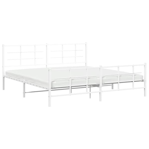 vidaXL Sengeramme i metall med hode- og fotgavl hvit 193x203 cm