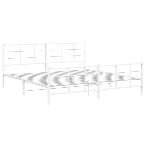 vidaXL Sengeramme i metall med hode- og fotgavl hvit 193x203 cm