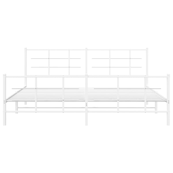 vidaXL Sengeramme i metall med hode- og fotgavl hvit 193x203 cm