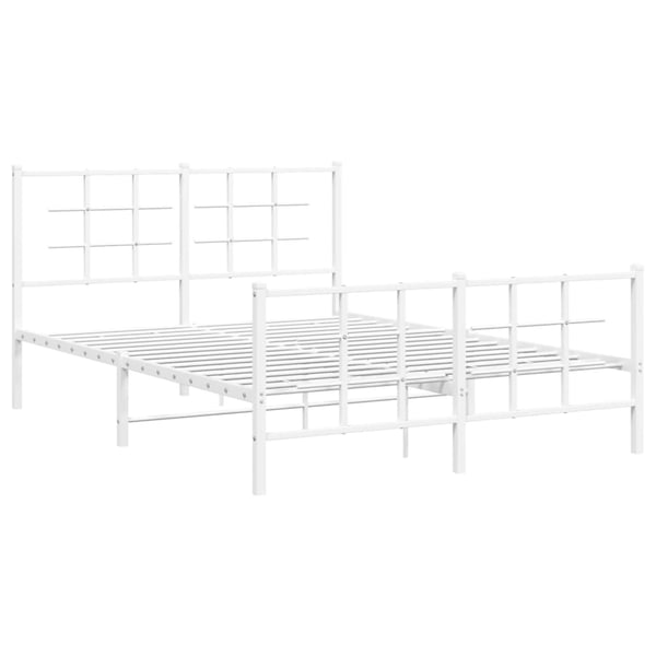 vidaXL Sengeramme i metall med hode- og fotgavl hvit 140x190 cm