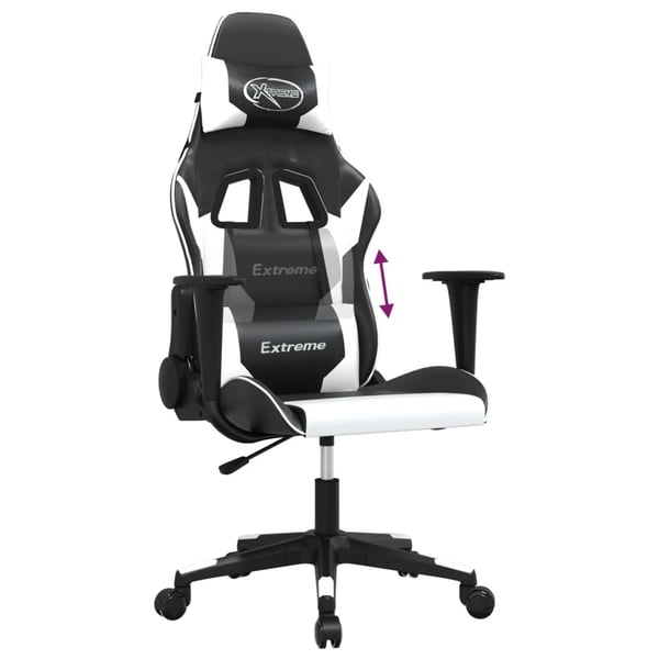 vidaXL gamingstol med massagefunktion kunstlæder sort og hvid
