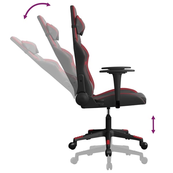 vidaXL gamingstol m. massagefunktion kunstlæder sort og vinrød