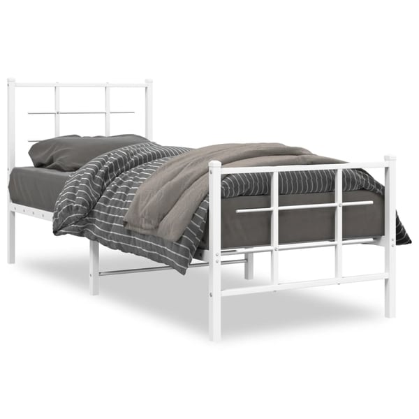 vidaXL Sengeramme i metall med hode- og fotgavl hvit 80x200 cm