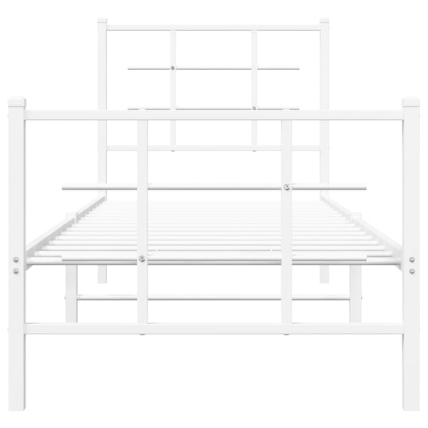 vidaXL Sengeramme i metall med hode- og fotgavl hvit 80x200 cm