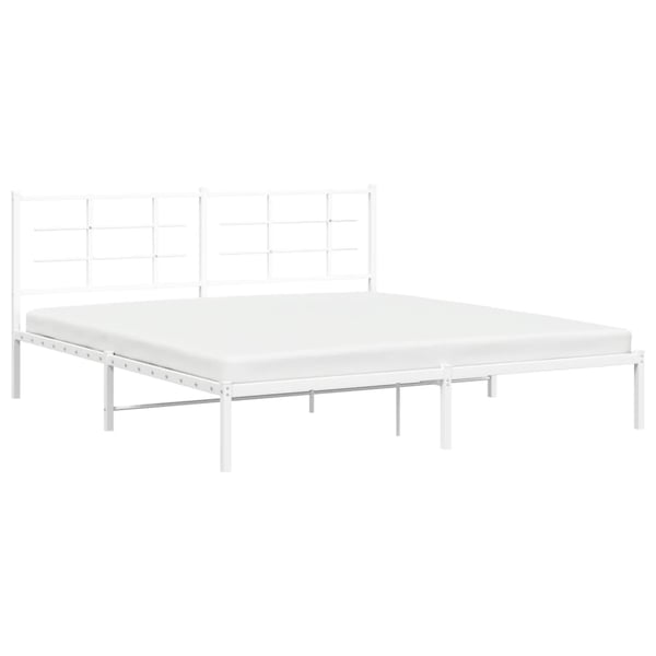vidaXL Sengeramme i metall med hodegavl hvit 183x213 cm