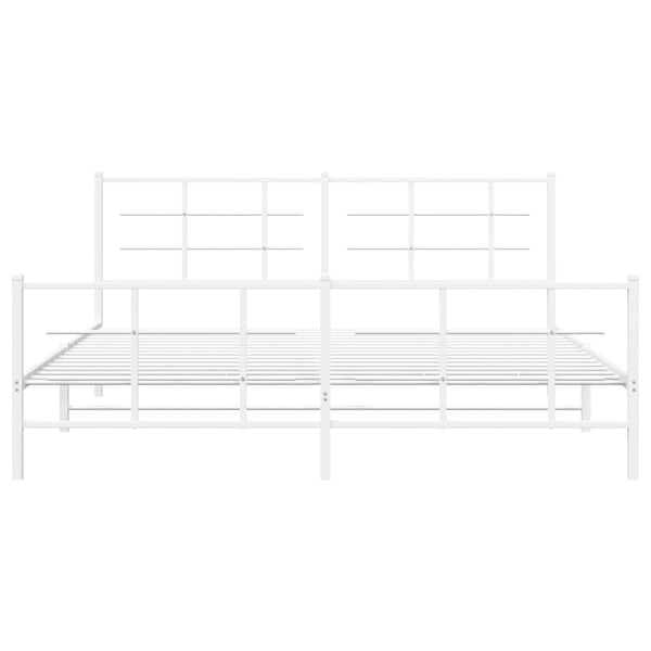 vidaXL Sengeramme i metall med hode- og fotgavl hvit 183x213 cm