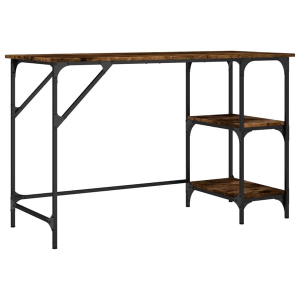 vidaXL Skrivebord røkt eik 120x50x75 cm metall og konstruert tre