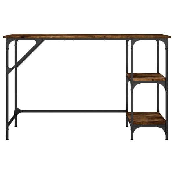 vidaXL Skrivebord røkt eik 120x50x75 cm metall og konstruert tre