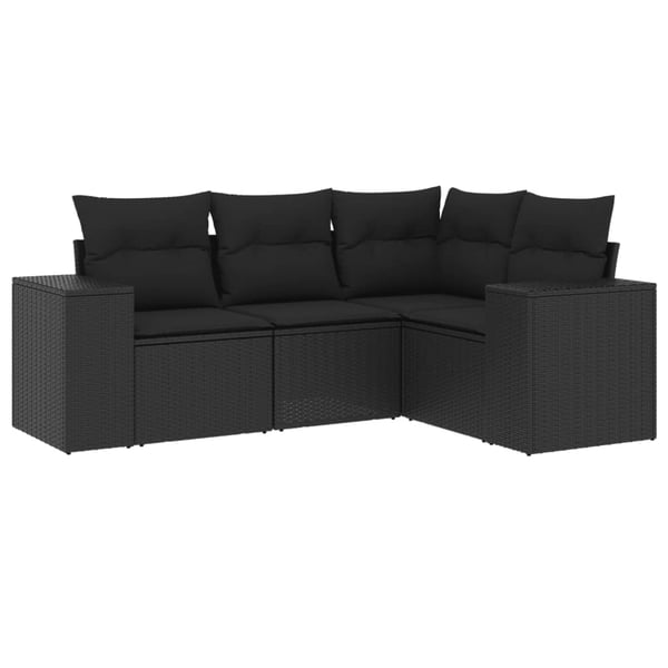 vidaXL sofasæt til haven 4 dele med hynder polyrattan sort
