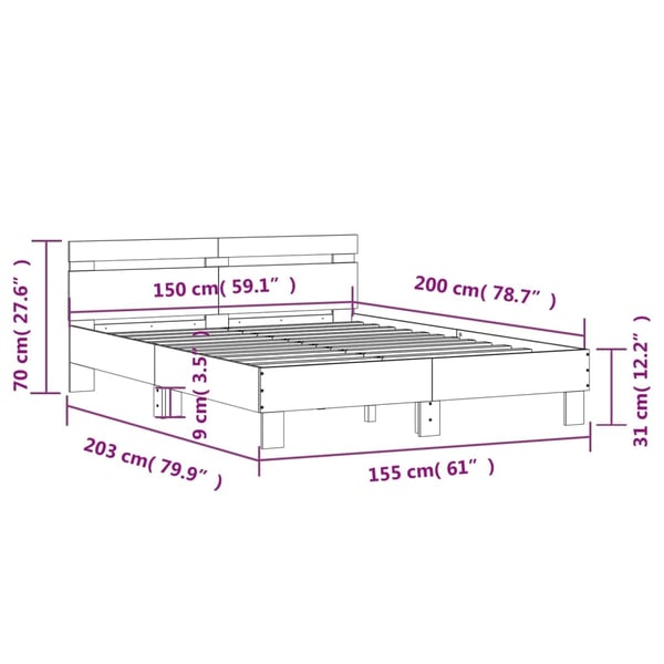 vidaXL Sengeramme med hodegavl svart 150x200 cm konstruert tre