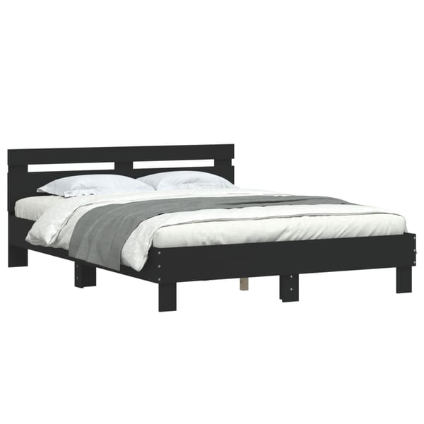 vidaXL Sengeramme med hodegavl svart 150x200 cm konstruert tre