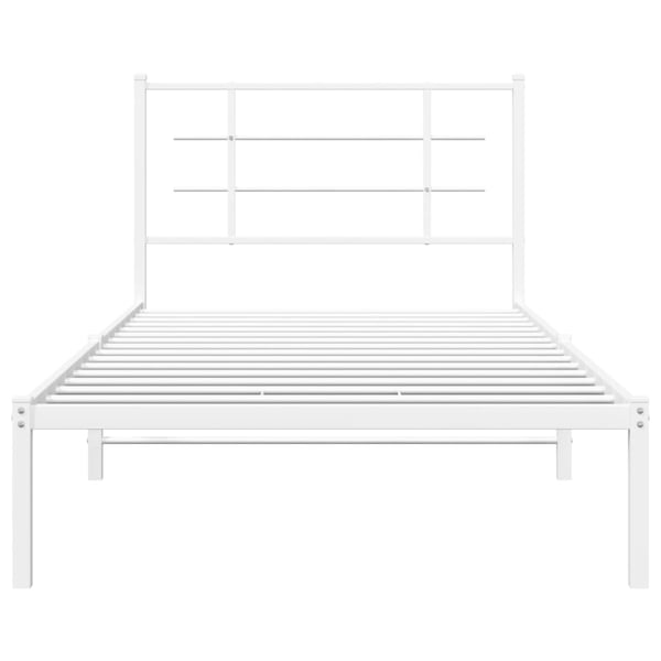 vidaXL Sengeramme i metall med hodegavl hvit 107x203 cm