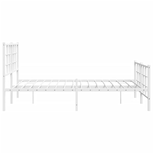 vidaXL Sengeramme i metall med hode- og fotgavl hvit 140x200 cm