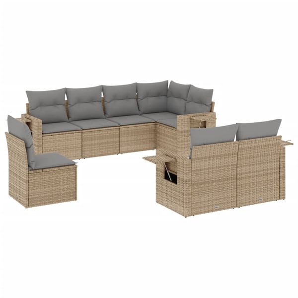 vidaXL sofasæt til haven 8 dele med hynder polyrattan beige
