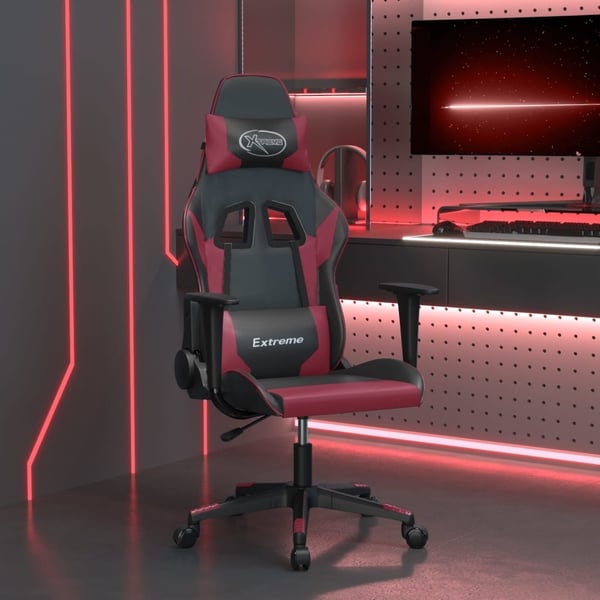 vidaXL gamingstol m. massagefunktion kunstlæder sort og vinrød