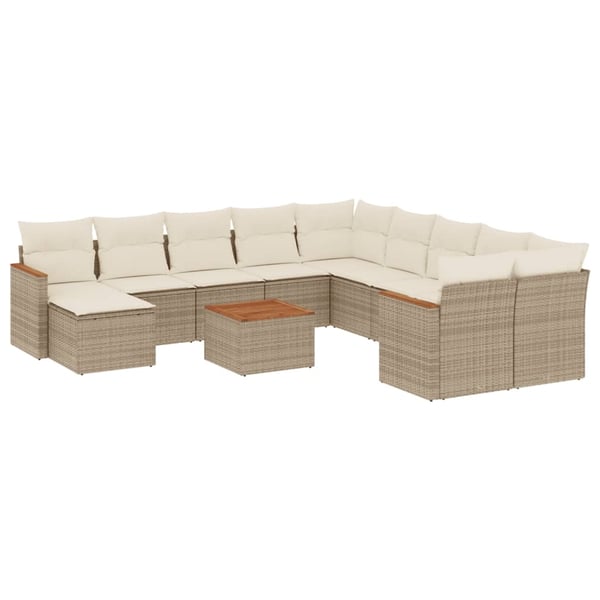vidaXL sofasæt til haven 12 dele med hynder polyrattan beige