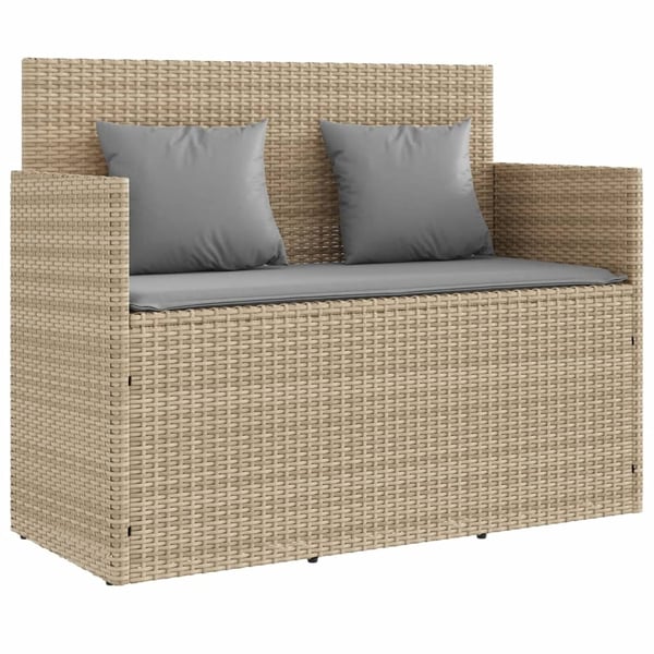 vidaXL havebænk med hynder polyrattan beige
