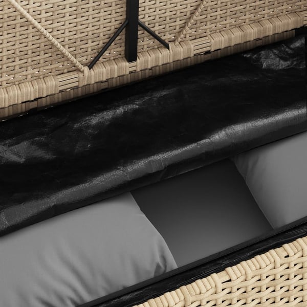 vidaXL havebænk med hynder polyrattan beige