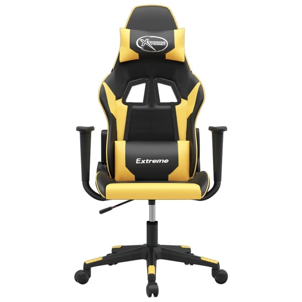 vidaXL gamingstol m. massagefunktion kunstlæder sort guldfarvet