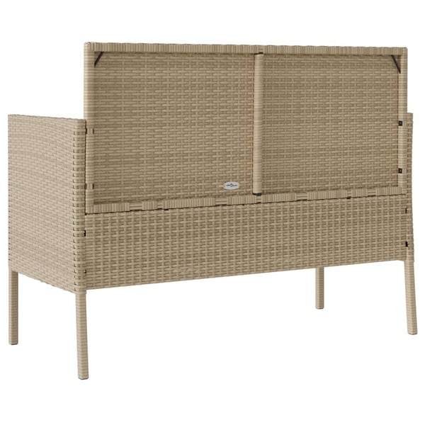 vidaXL havebænk med hynder polyrattan beige