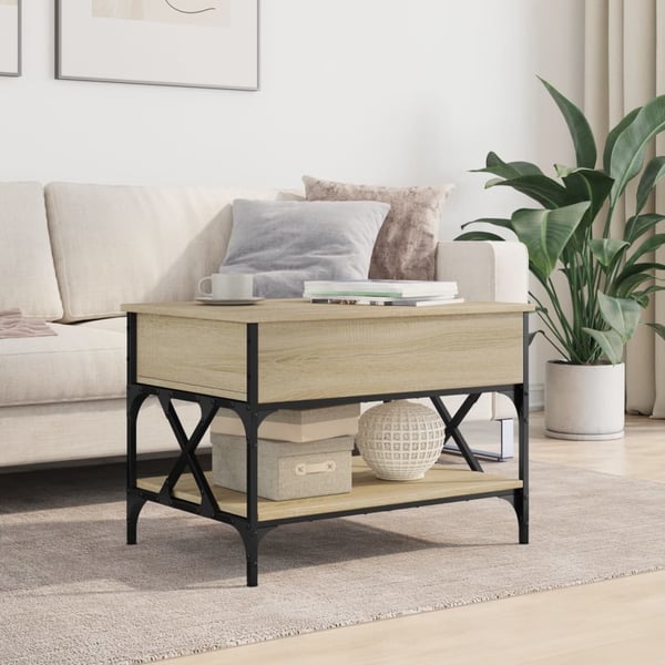vidaXL Salongbord sonoma eik 70x50x50 cm konstruert tre og metall
