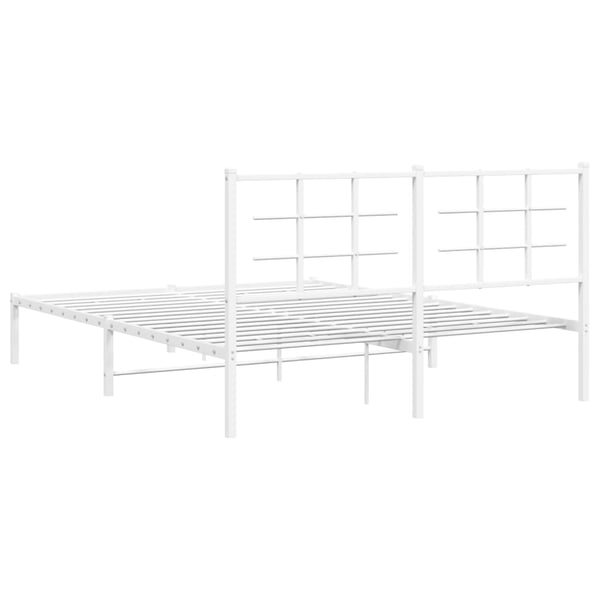 vidaXL Sengeramme i metall med sengegavl hvit 150x200 cm