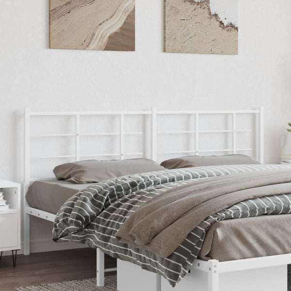 vidaXL Utskiftbar sengegavl i metall hvit 193 cm