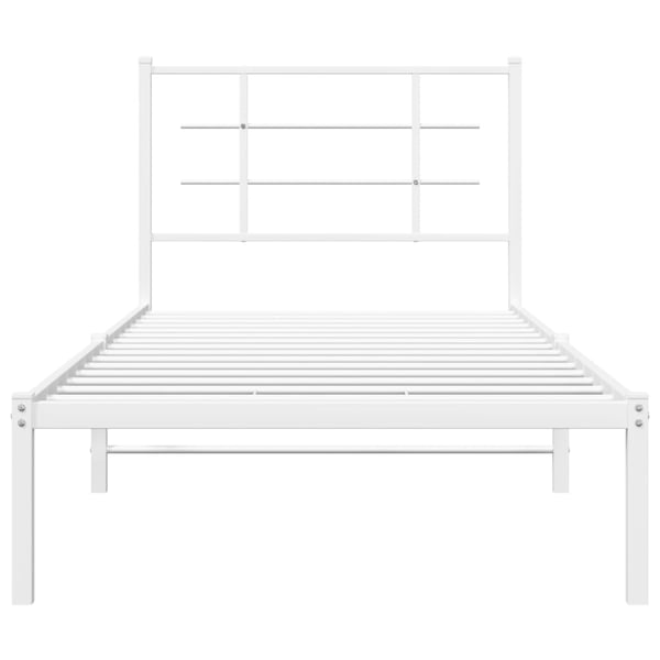 vidaXL Sengeramme i metall med hodegavl hvit 90x190 cm