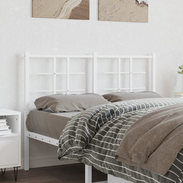 vidaXL Utskiftbar sengegavl i metall hvit 120 cm
