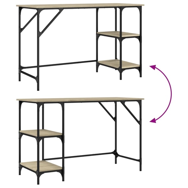 vidaXL Skrivebord sonoma eik 120x50x75 cm metall og konstruert tre
