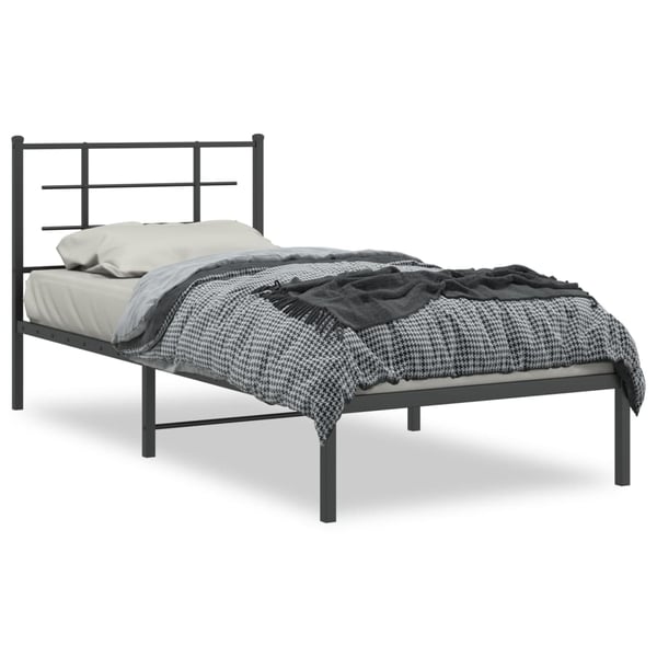 vidaXL Sengeramme i metall med hodegavl svart 90x190 cm