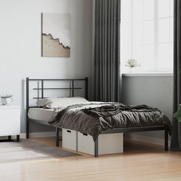 vidaXL Sengeramme i metall med hodegavl svart 107x203 cm