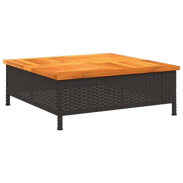 vidaXL havebord 70x70x25 cm rattan og massivt akacietræ sort