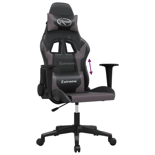 vidaXL gamingstol m. massagefunktion kunstlæder sort og grå